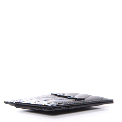 Saint Laurent Grain De Poudre Matelasse Chevron Monogram Credit Card Case Black 4 of 8