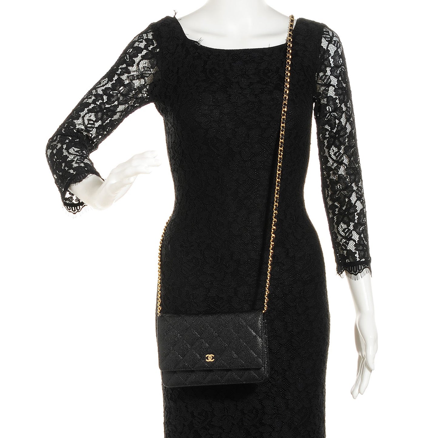 Caviar Quilted Wallet On Chain WOC Black