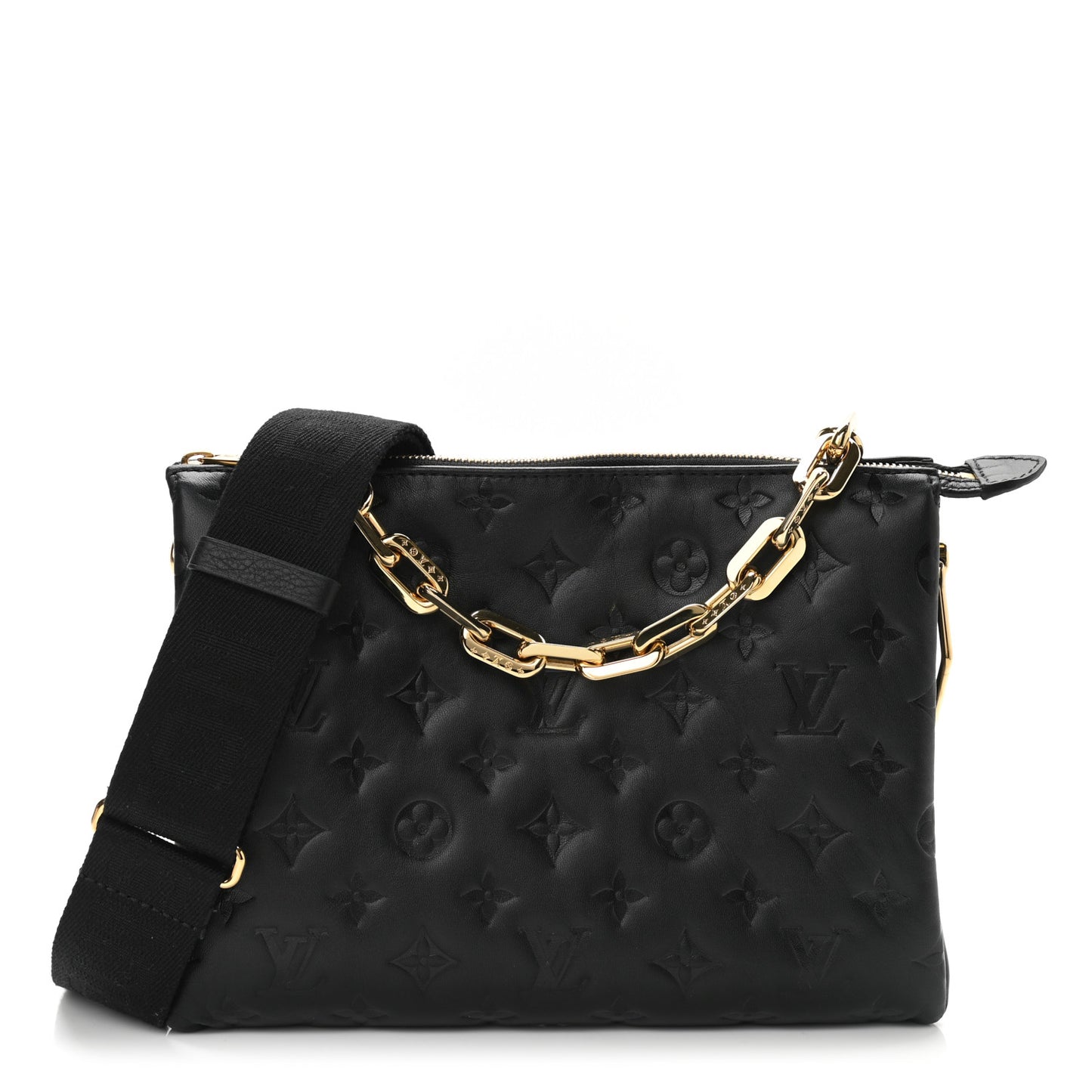 Lambskin Embossed Monogram Coussin PM Black