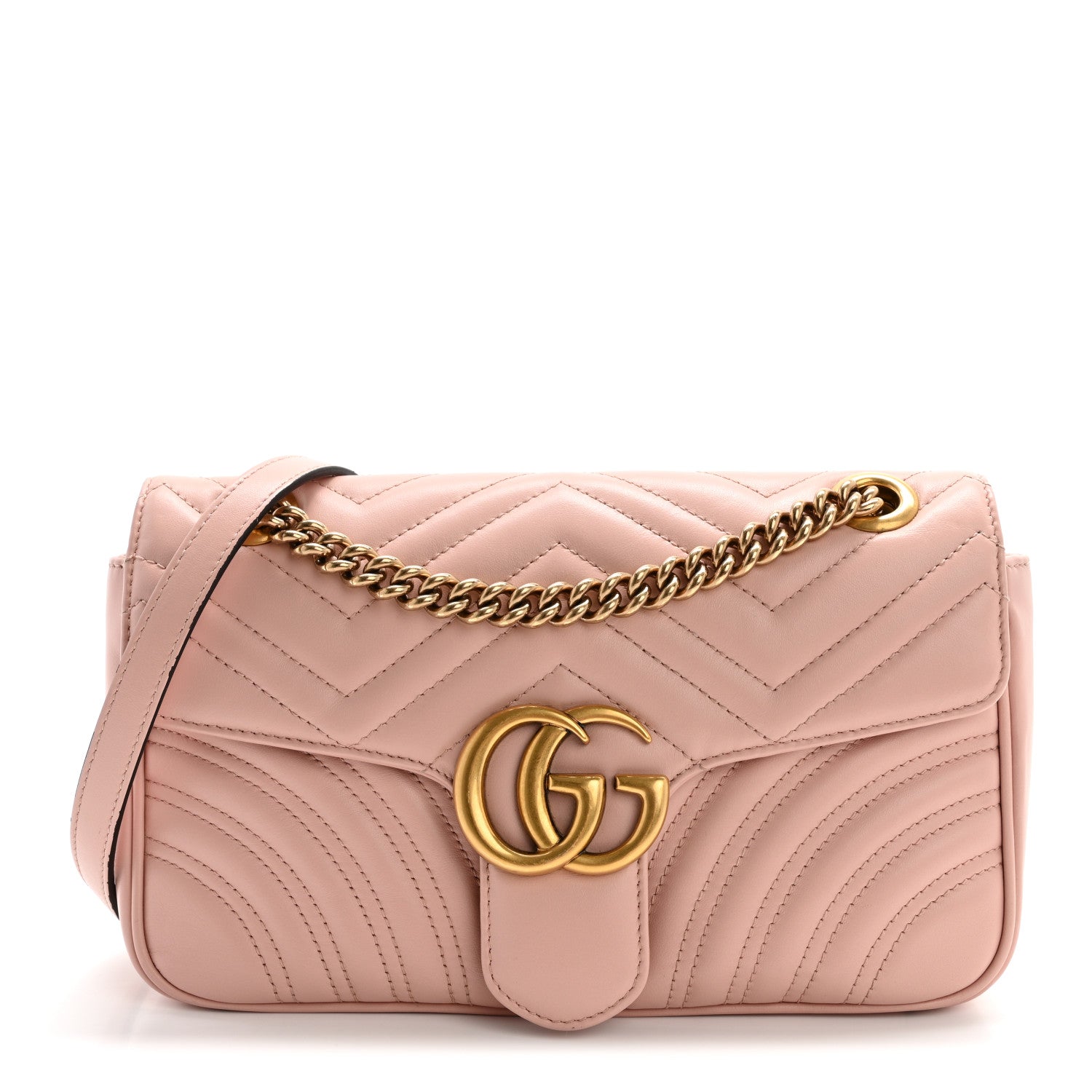 Gucci Calfskin Matelasse Small GG Marmont Shoulder Bag Perfect Pink 1 of 13