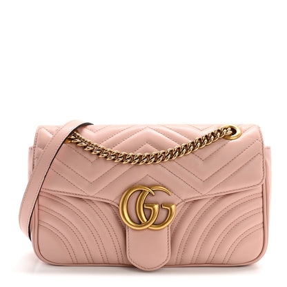 Gucci Calfskin Matelasse Small GG Marmont Shoulder Bag Perfect Pink 1 of 13