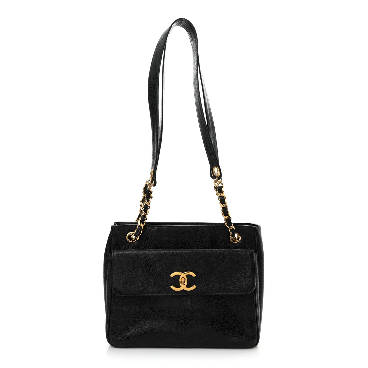Caviar Flap Shoulder Bag Black