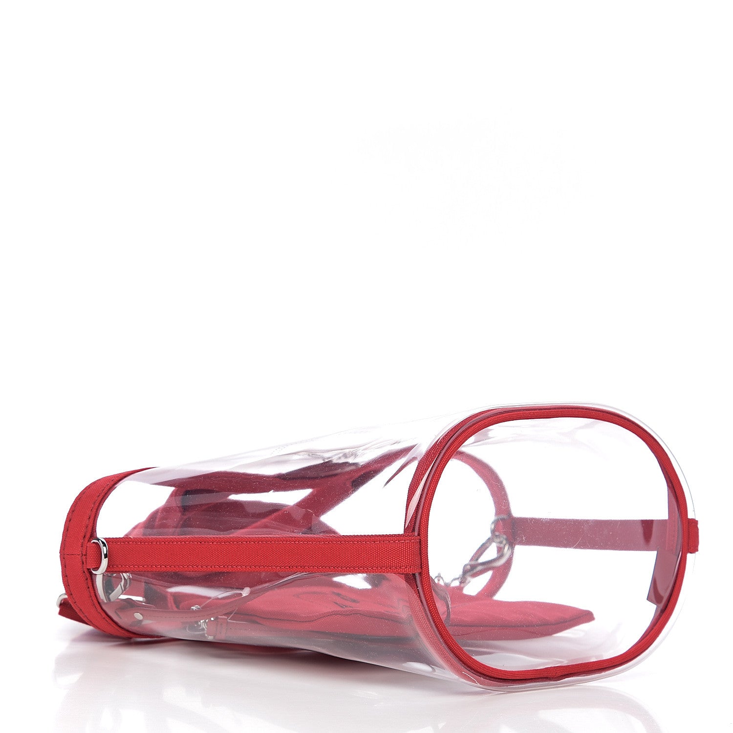 Prada Plexiglass Canapa Small Shopper Tote Rosso 4 of 10