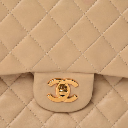 Chanel Lambskin Quilted Medium Double Flap Beige 14 of 15
