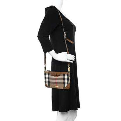 Burberry House Check Calfskin Broguing Crossbody Clutch Bag Brown 2 of 14
