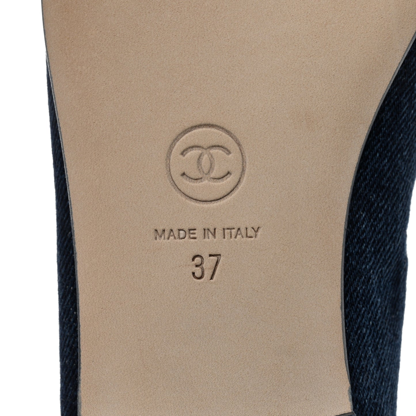 Denim CC Cap Toe Ballerina Flats 37 Navy Blue