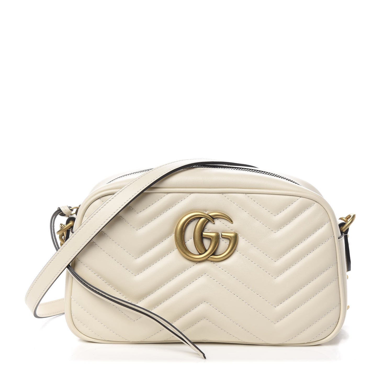 Calfskin Matelasse Small GG Marmont Chain Shoulder Bag White