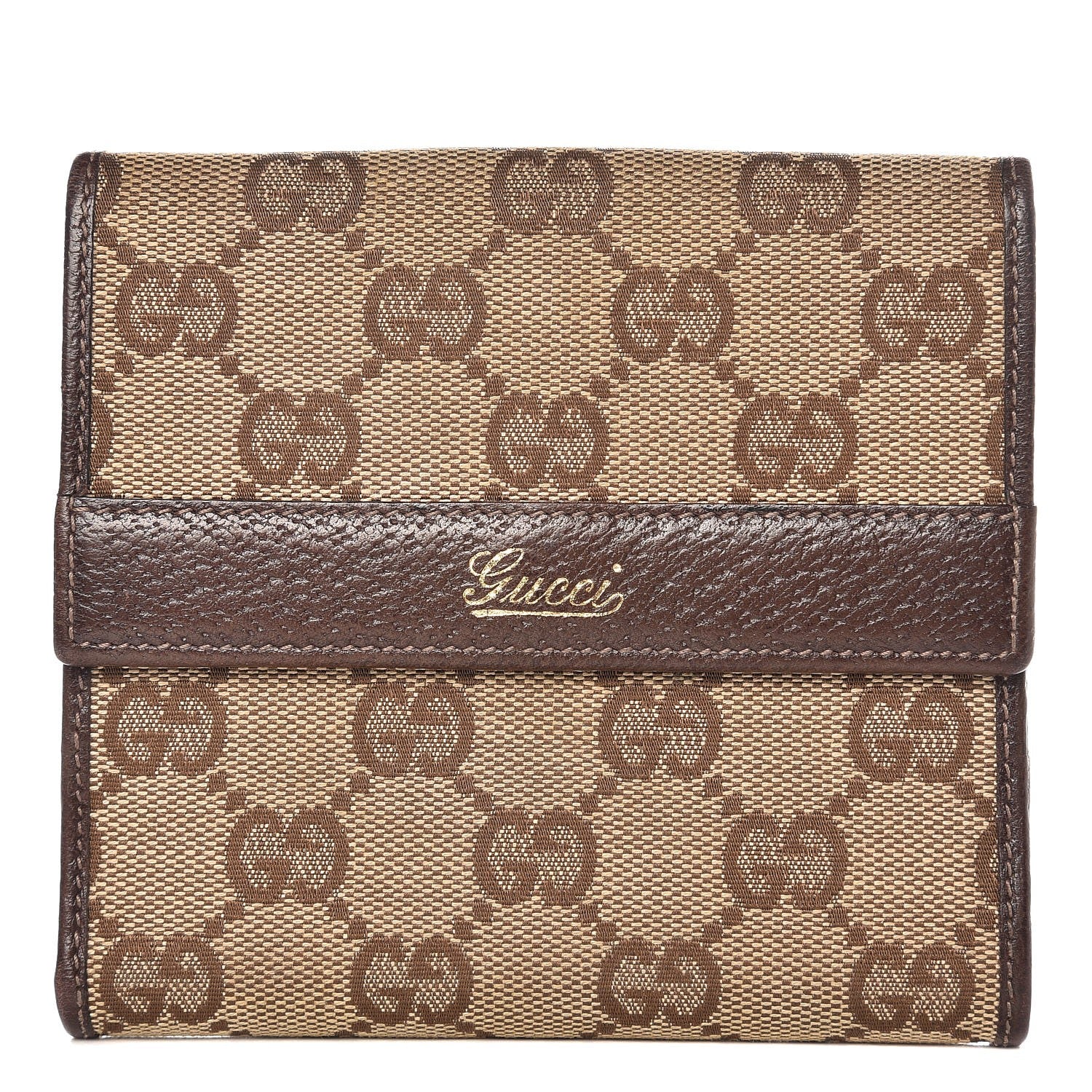 Gucci Monogram French Flap Wallet Dark Brown 1 of 7