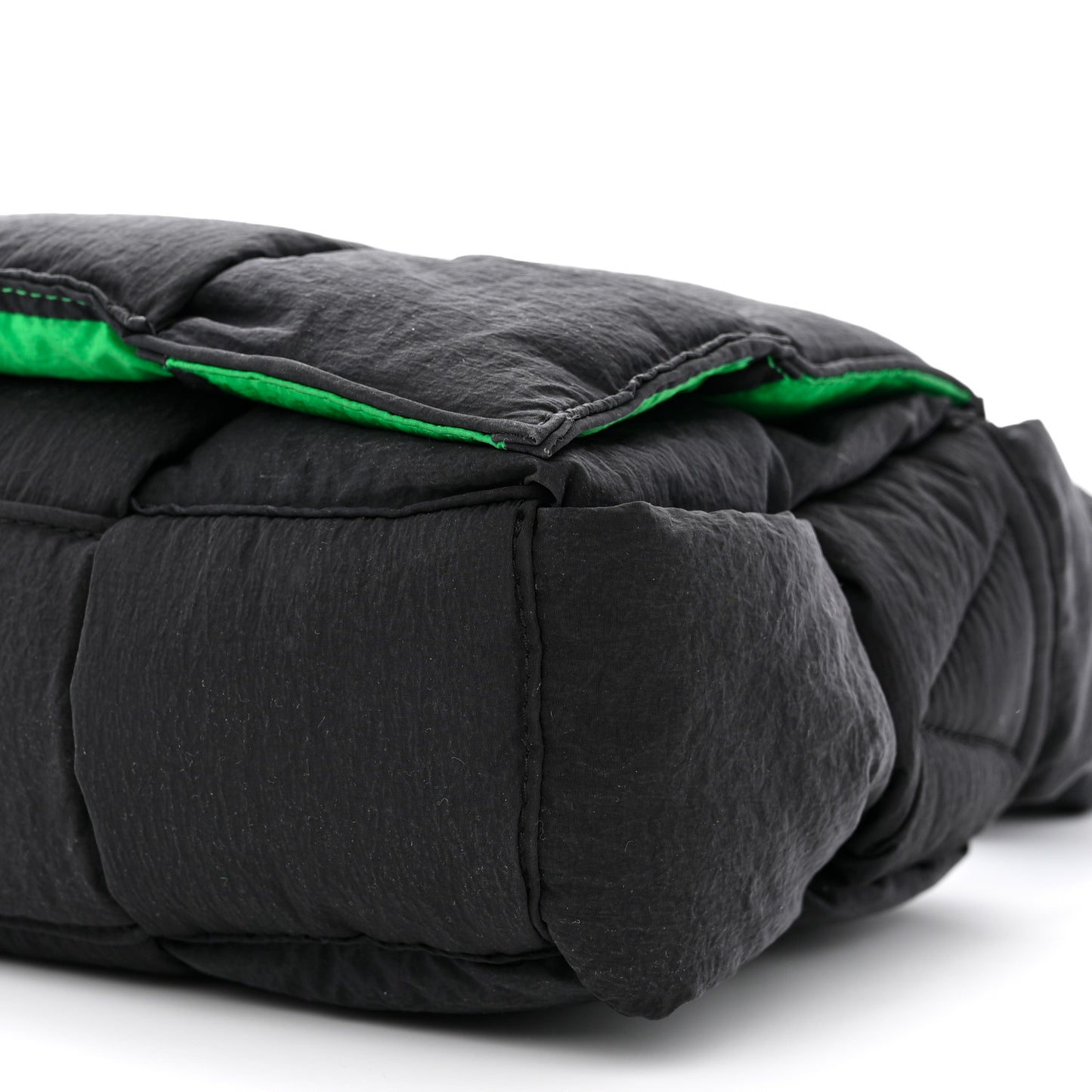 Nylon Intrecciato Padded Tech Cassette Bag Black Green