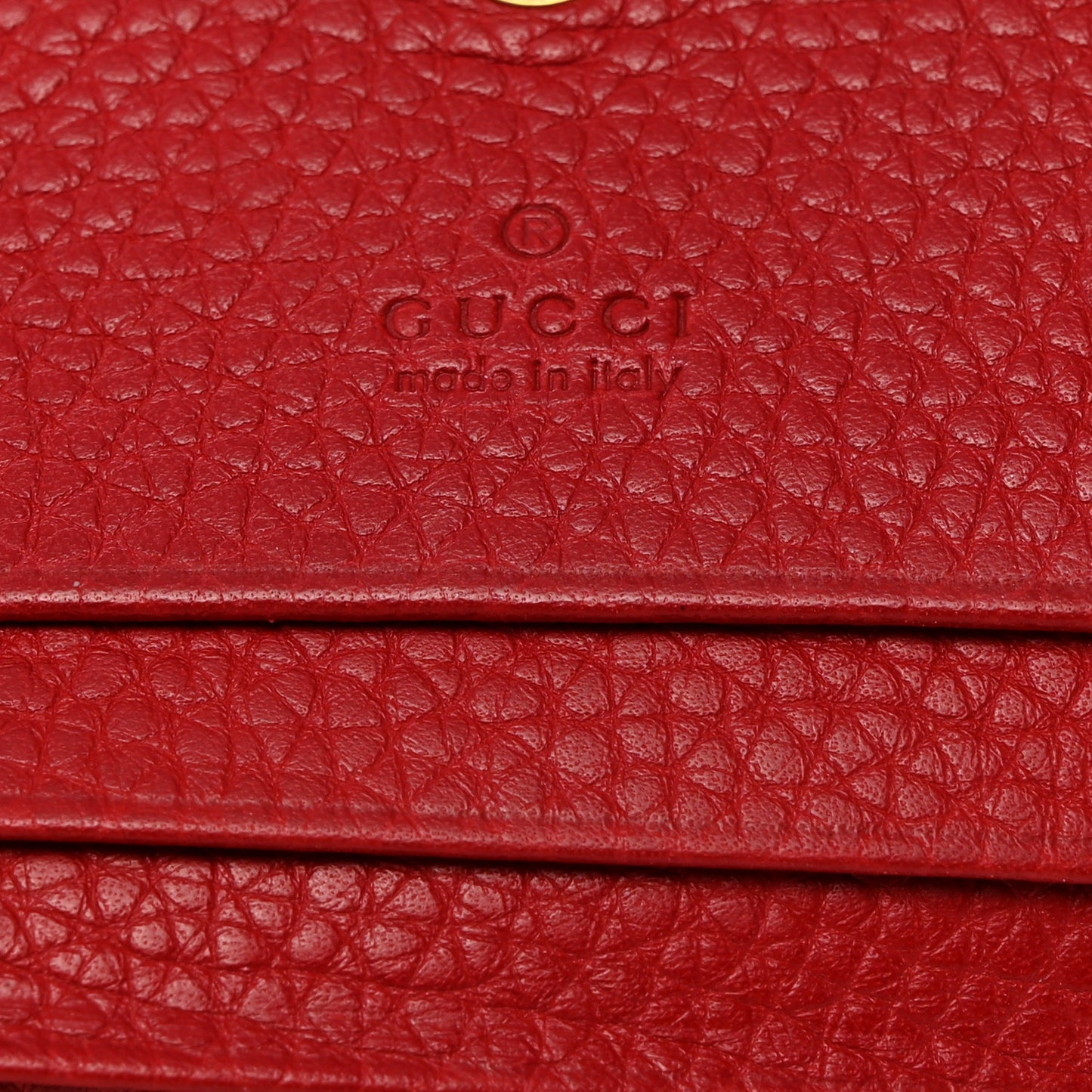 Pebbled Calfskin Animalier Card Case Red