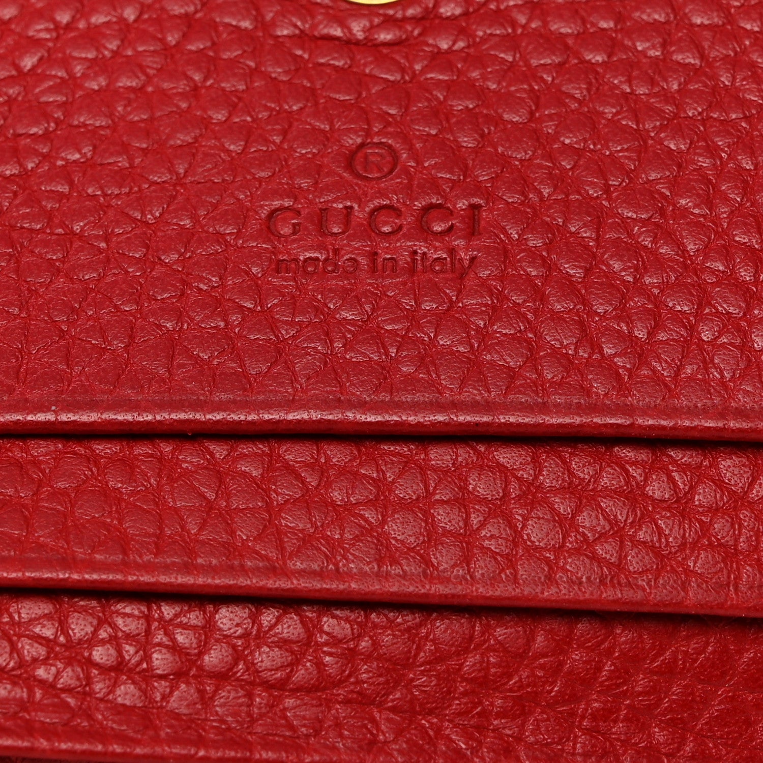 Gucci Pebbled Calfskin Animalier Card Case Red 6 of 8