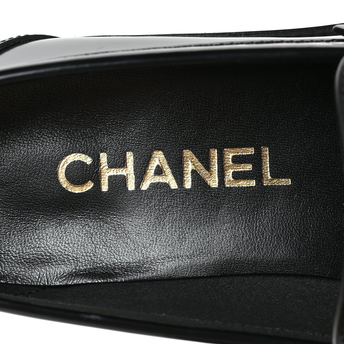Shiny Calfskin Logo Loafers 38.5 Black