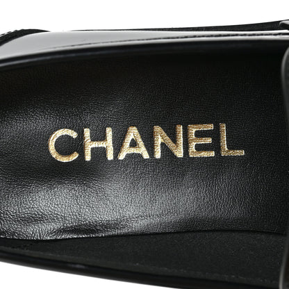 Chanel Shiny Calfskin Logo Loafers 38.5 Black 8 of 9