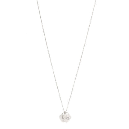 Tiffany Sterling Silver Double Heart Tag Mom Pendant Necklace 1 of 6