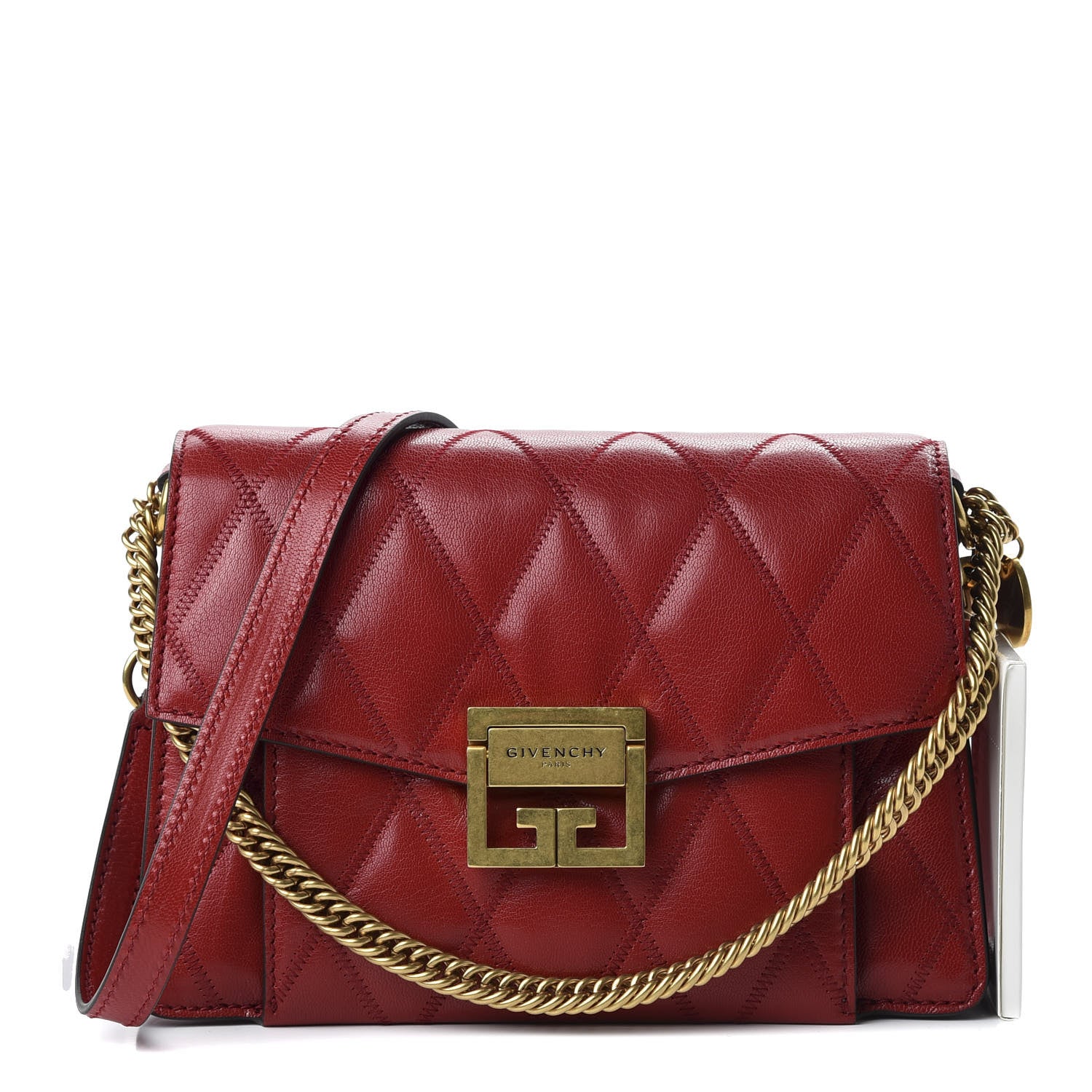 Givenchy Goatskin Quilted Small GV3 Shoulder Bag Vermilion 1 of 10