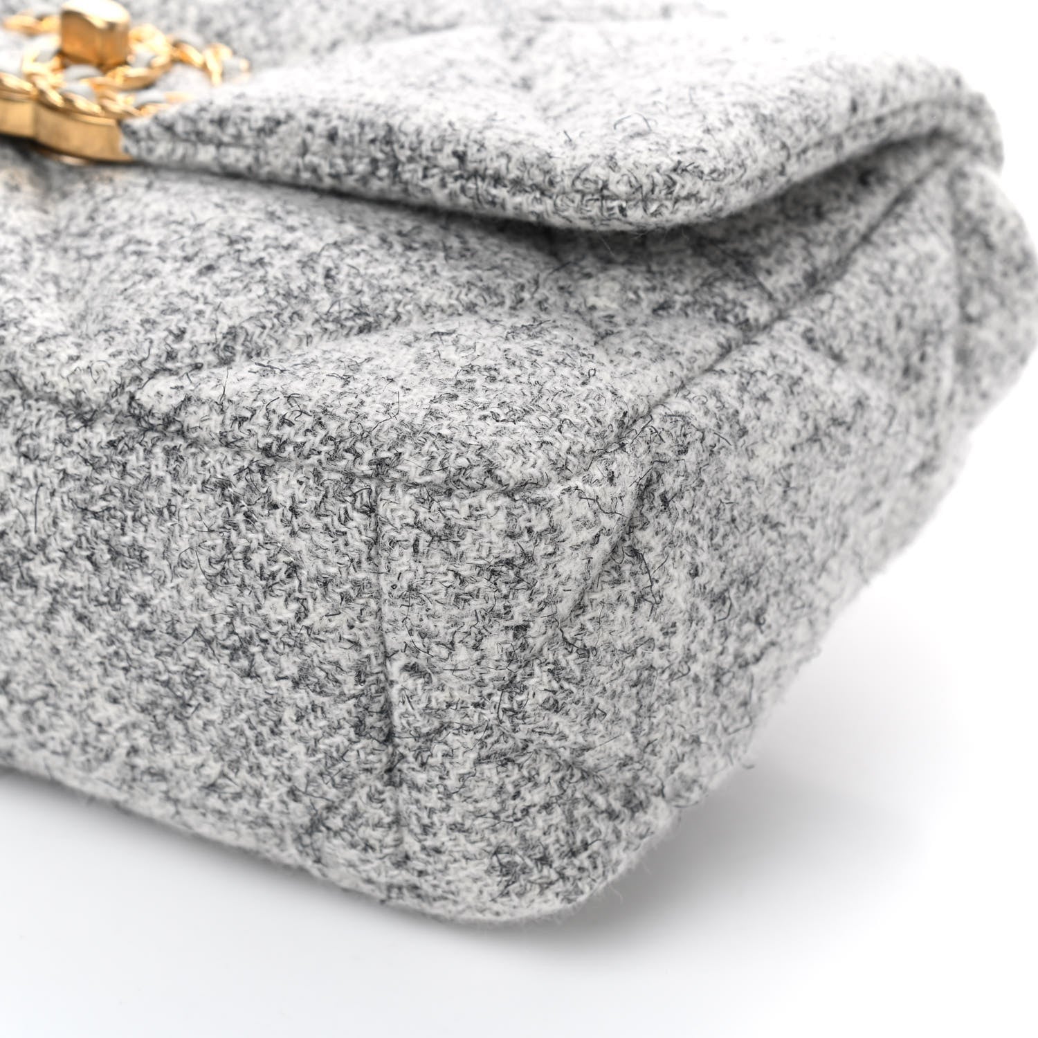 Chanel Tweed Quilted Medium Chanel 19 Flap Grey Ecru 9 of 10