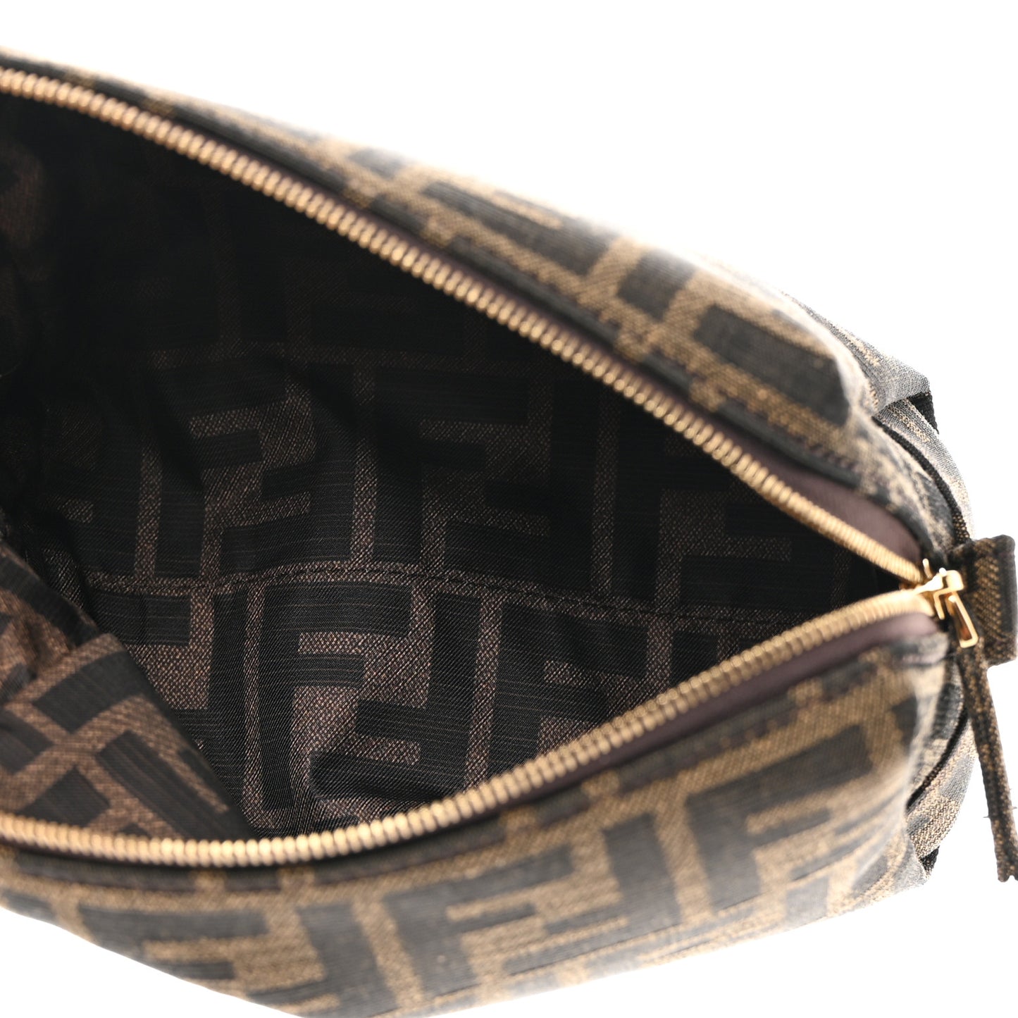 Fabric Jacquard FF 1974 Small Trapezoid Beauty Pouch Tobacco Moro Black