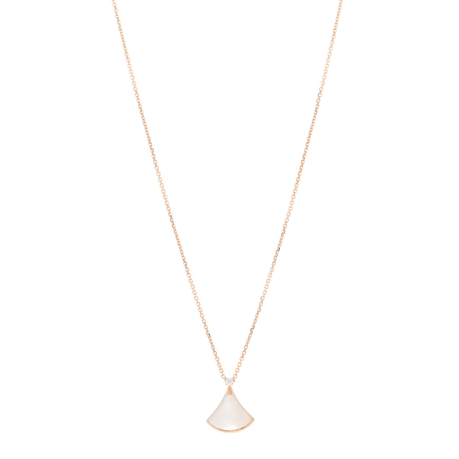 Bulgari 18K Rose Gold Diamond Mother of Pearl Small Divas' Dream Pendant Necklace 1 of 5