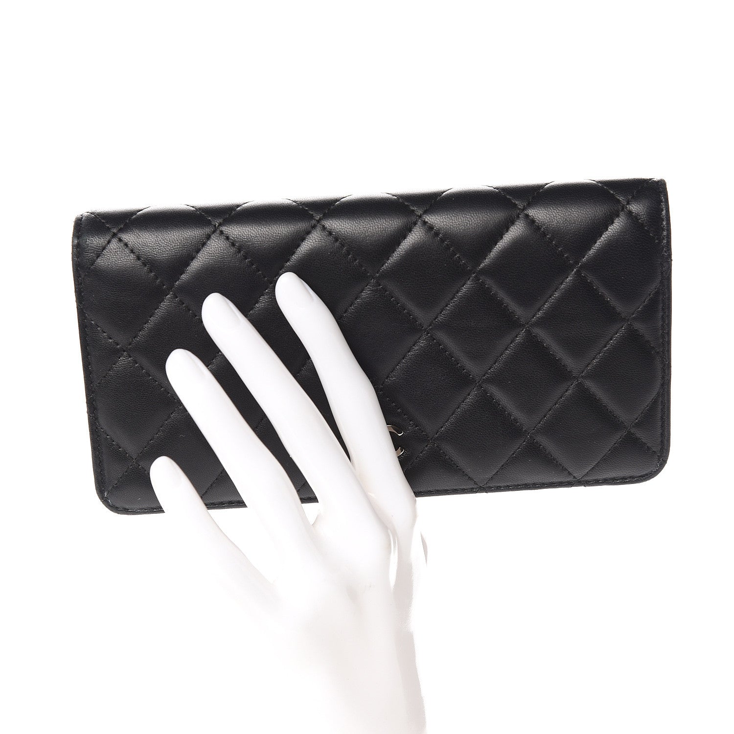 Chanel Lambskin Quilted Yen Wallet Black 2 of 8