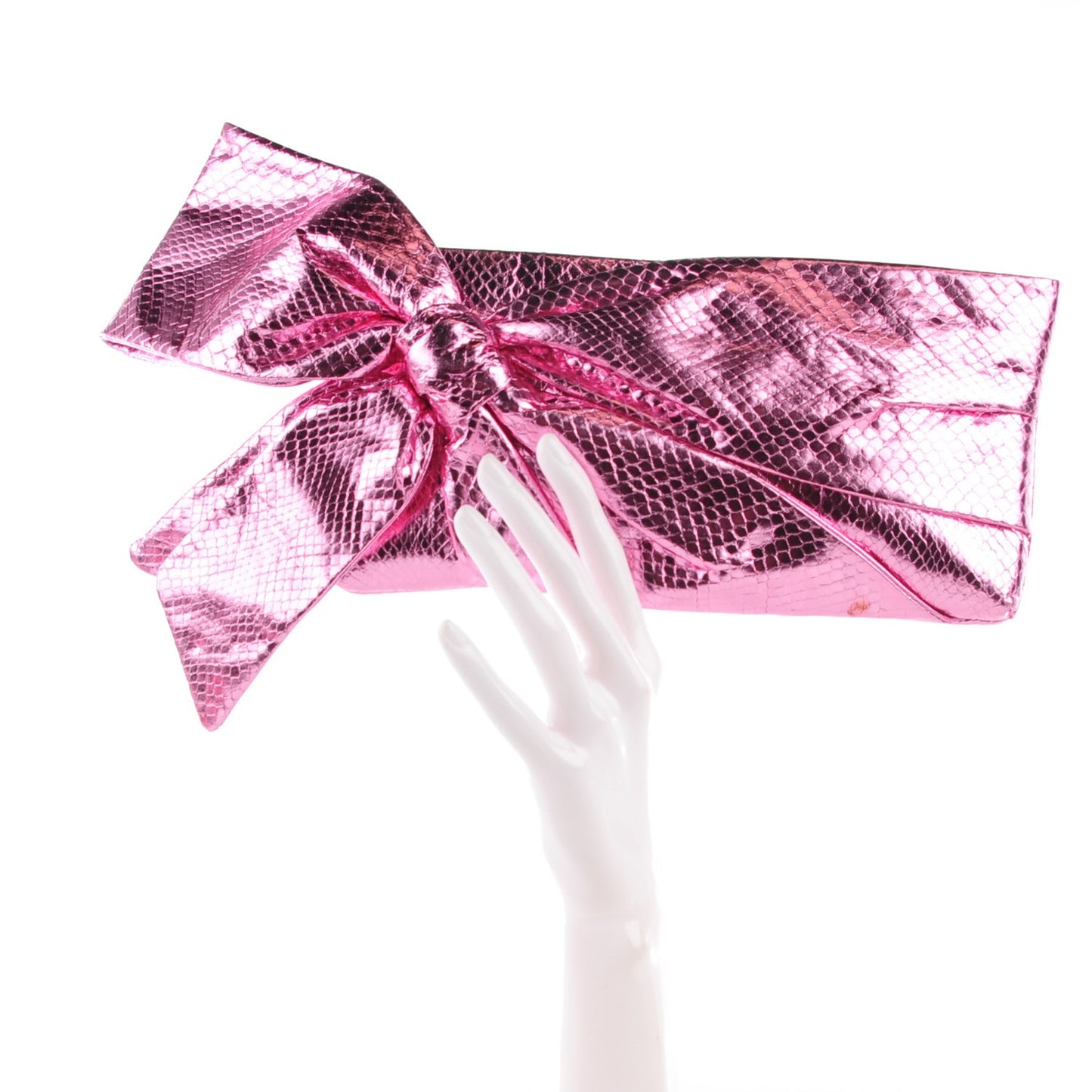 Python Bow Clutch Pink