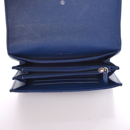 Chanel Caviar Chevron Quilted Medium Flap Wallet Blue 5 of 9