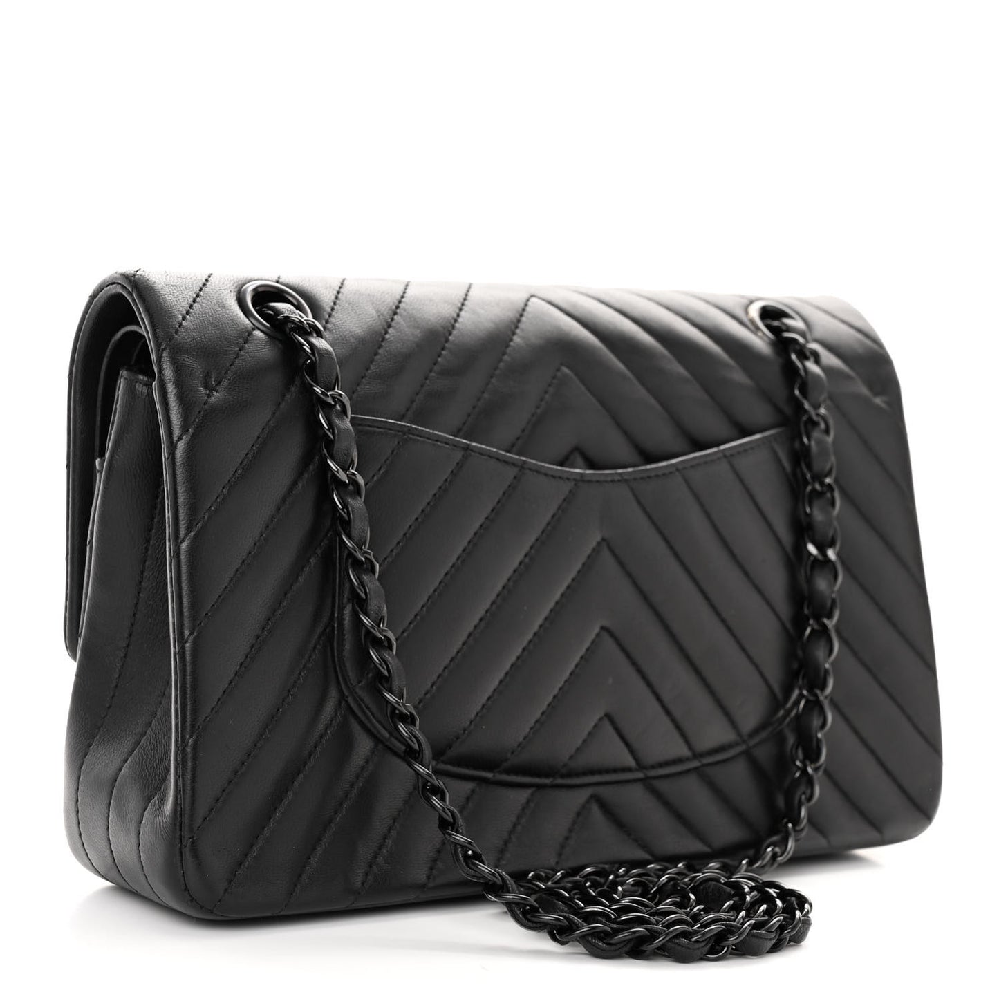 Lambskin Chevron Quilted Medium Double Flap So Black