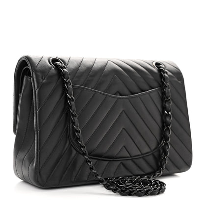 Chanel Lambskin Chevron Quilted Medium Double Flap So Black 3 of 11