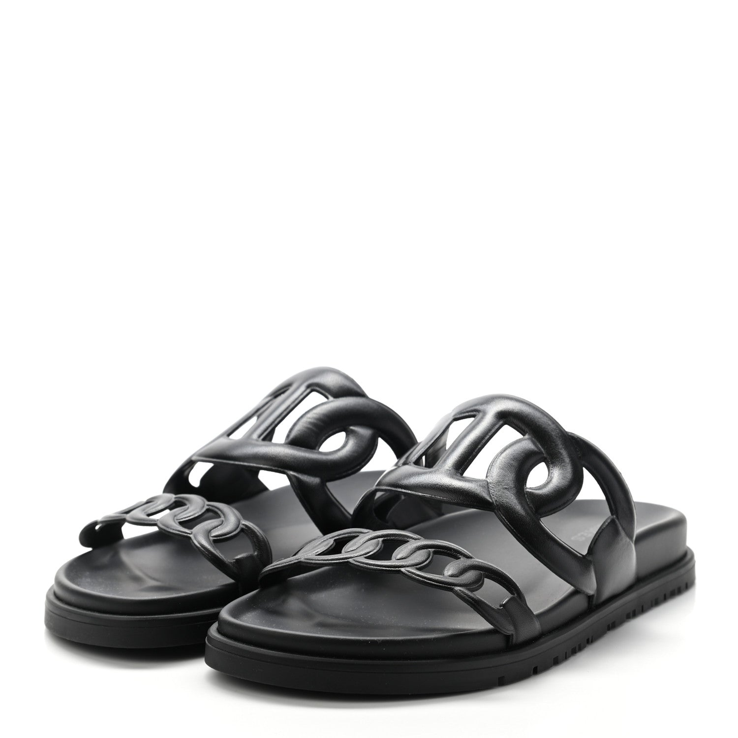 Hermes Nappa Extra Sandals 37 Black 3 of 8