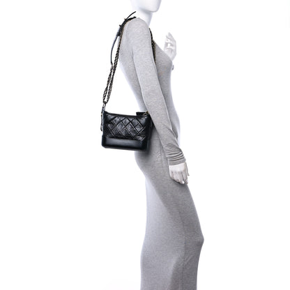 Chanel Aged Calfskin Quilted Small Gabrielle Hobo Black 2 of 10