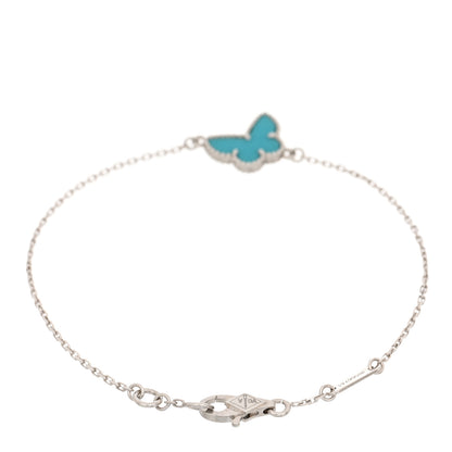 Van Cleef & Arpels 18K White Gold Turquoise Sweet Alhambra Butterfly Bracelet 2 of 5