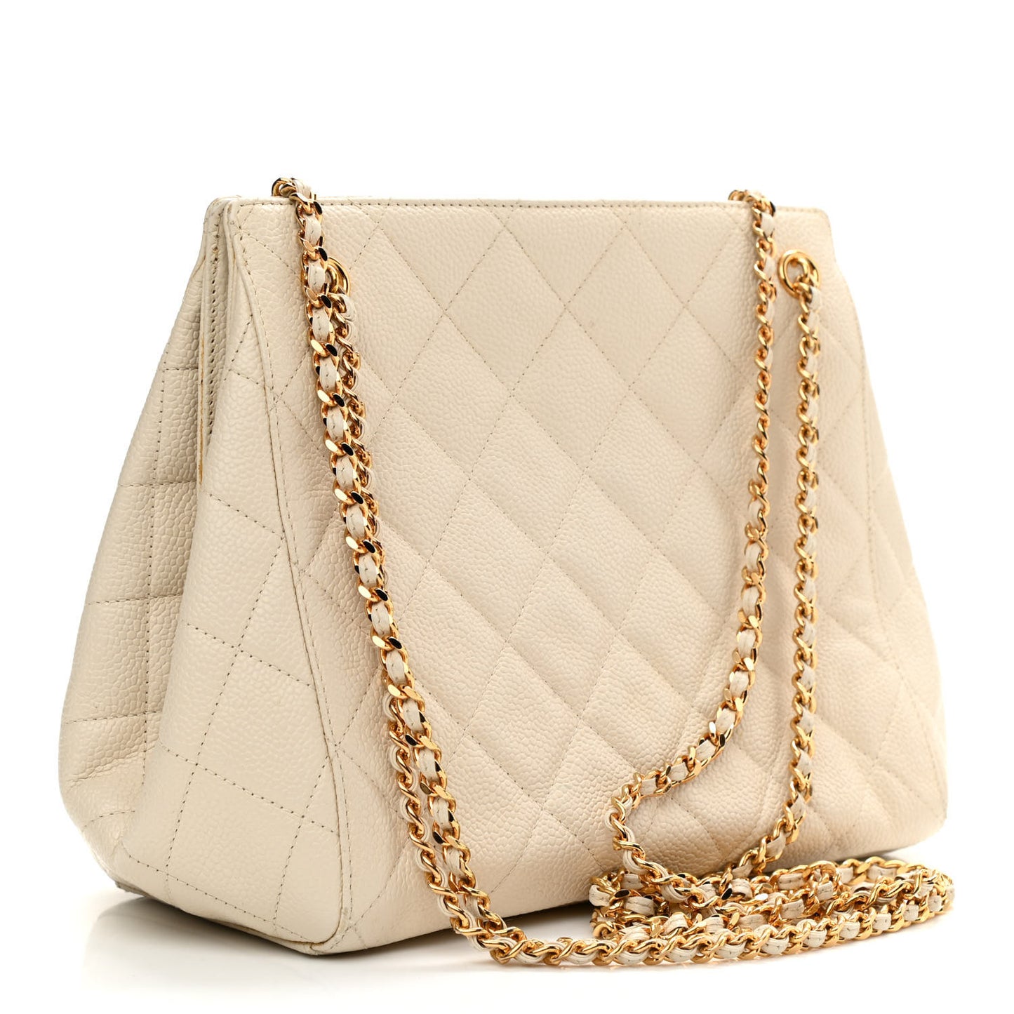 Caviar Quilted Small Chain Shoulder Bag White