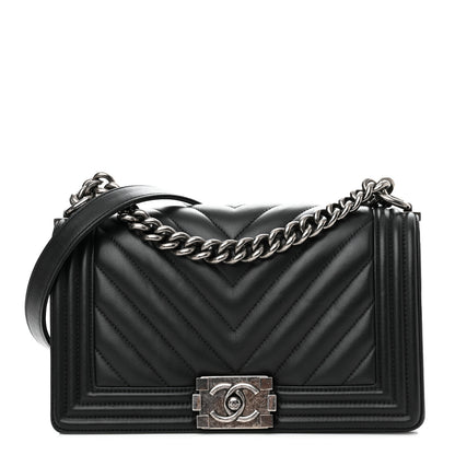 Chanel Lambskin Chevron Quilted Medium Boy Flap Black 1 of 11