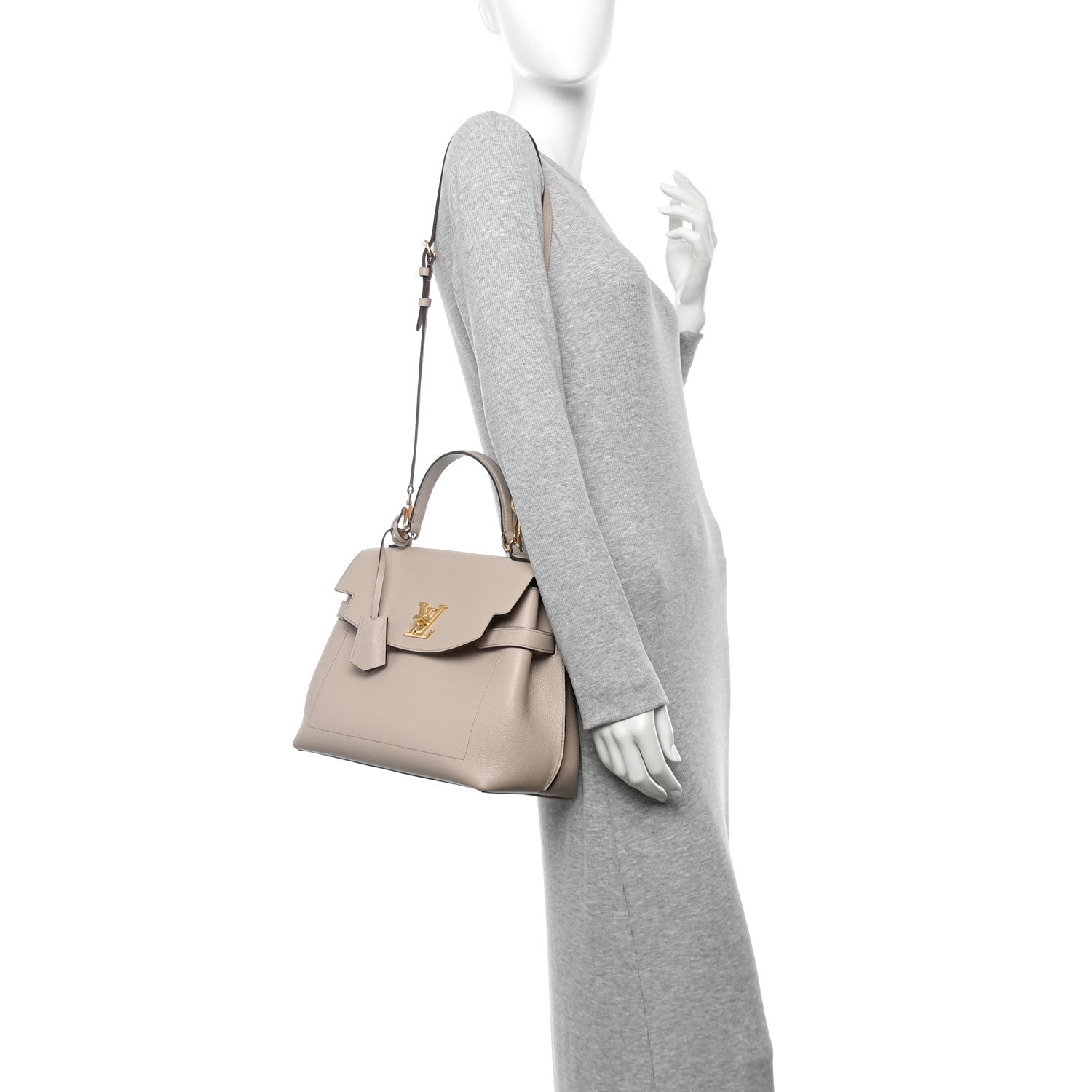 Louis Vuitton Soft Calfskin Lockme Ever MM Greige 2 of 12