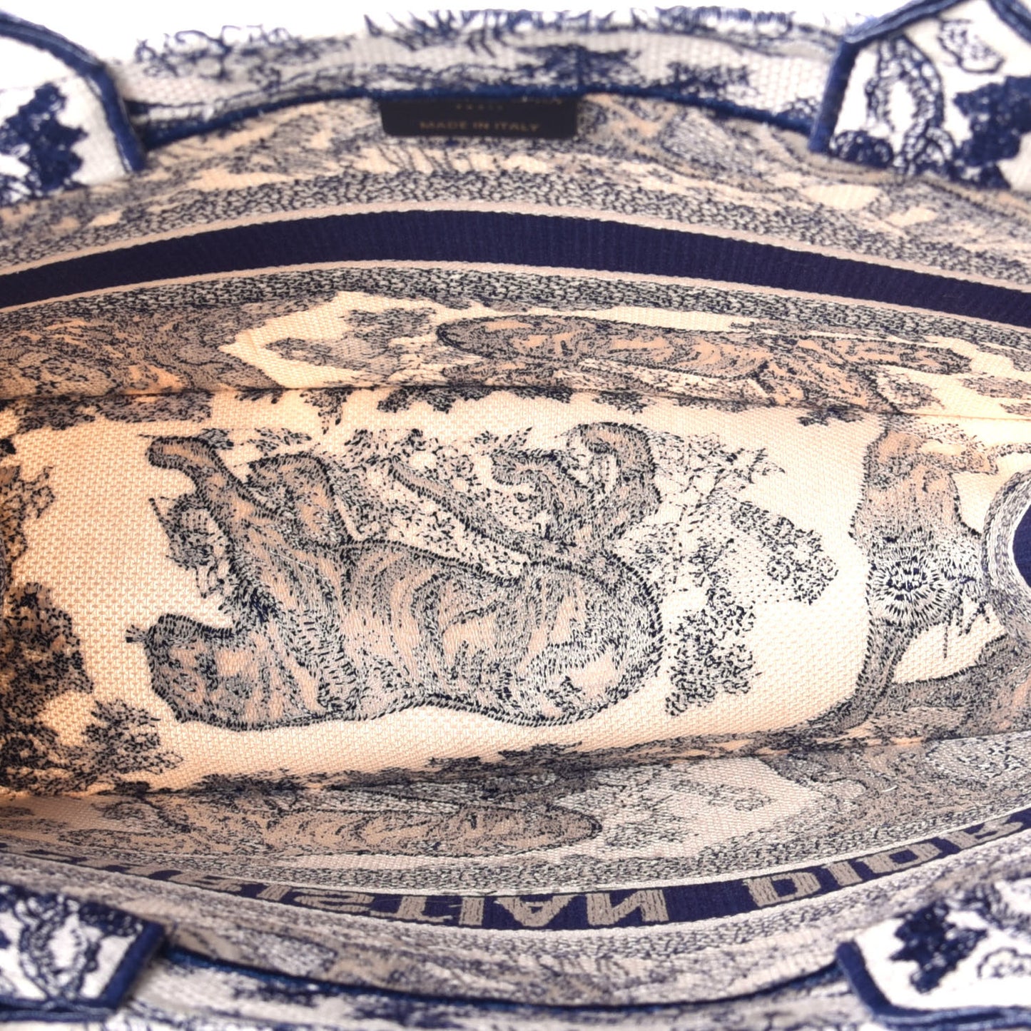 Canvas Embroidered Medium Dioriviera Toile De Jouy Book Tote Blue