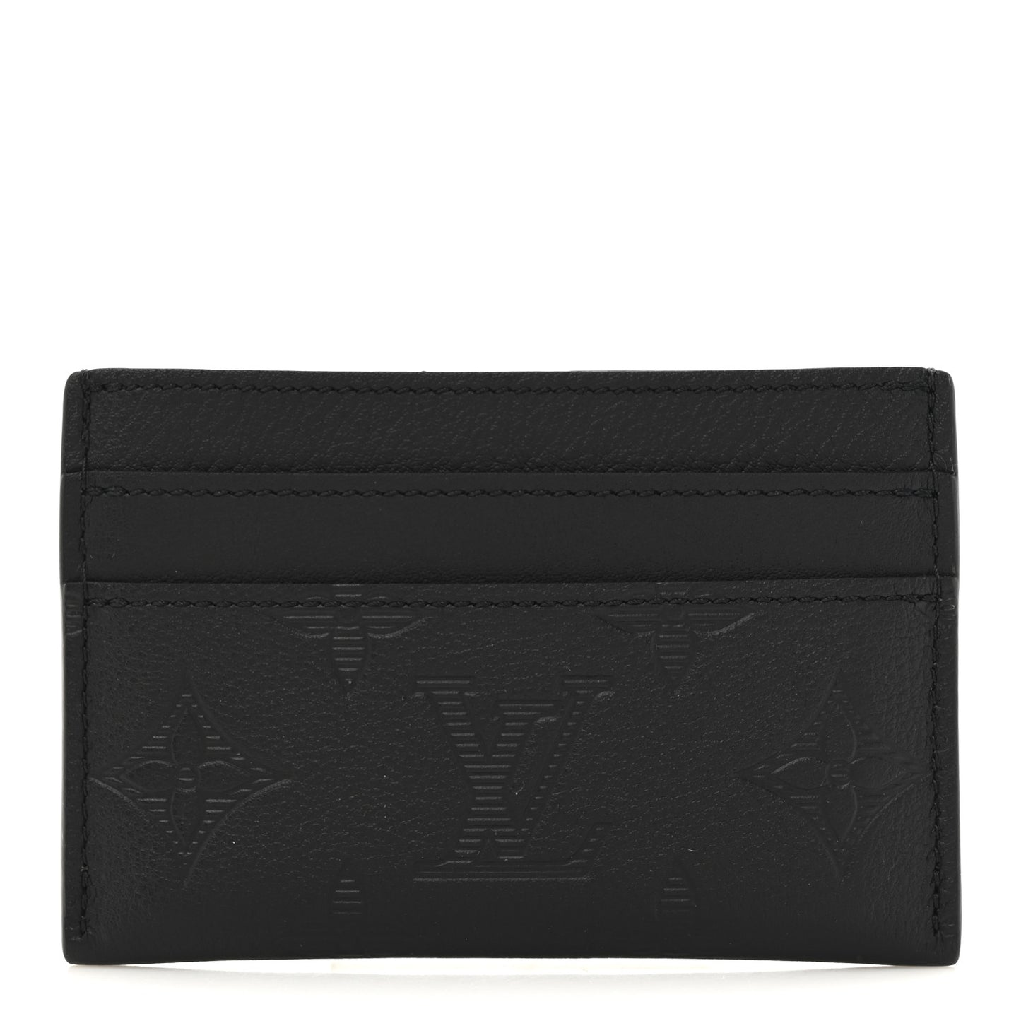 Calfskin Monogram Shadow Double Card Holder Black Black