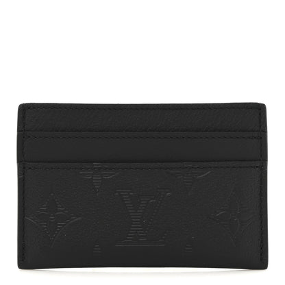 Louis Vuitton Calfskin Monogram Shadow Double Card Holder Black Black 1 of 7