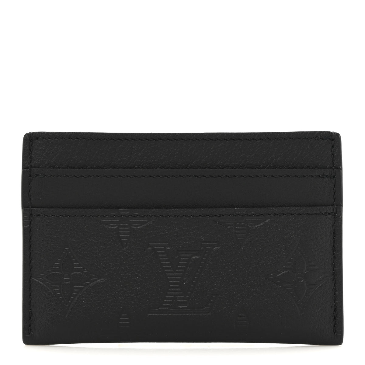 Louis Vuitton Calfskin Monogram Shadow Double Card Holder Black 1 of 6