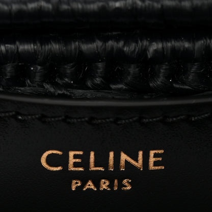 Celine Raffia Effect Claude Chain Shoulder Bag Black 7 of 10