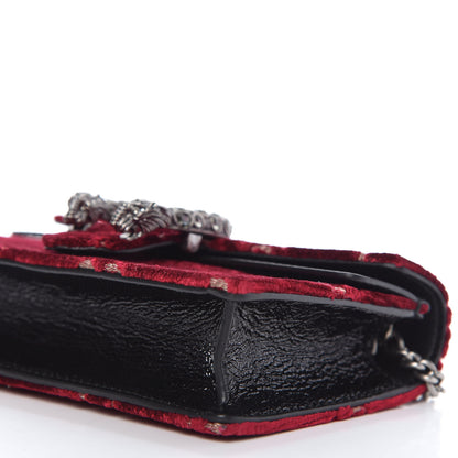 Gucci Velvet GG Monogram Super Mini Dionysus Shoulder Bag Red Cipria Black 7 of 10