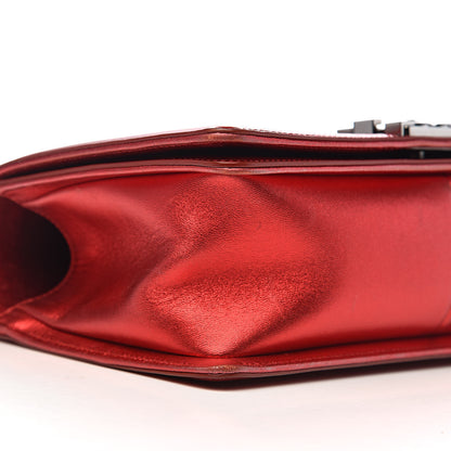 Chanel Metallic Patent Calfskin Quilted Medium Boy Flap Red 11 of 17