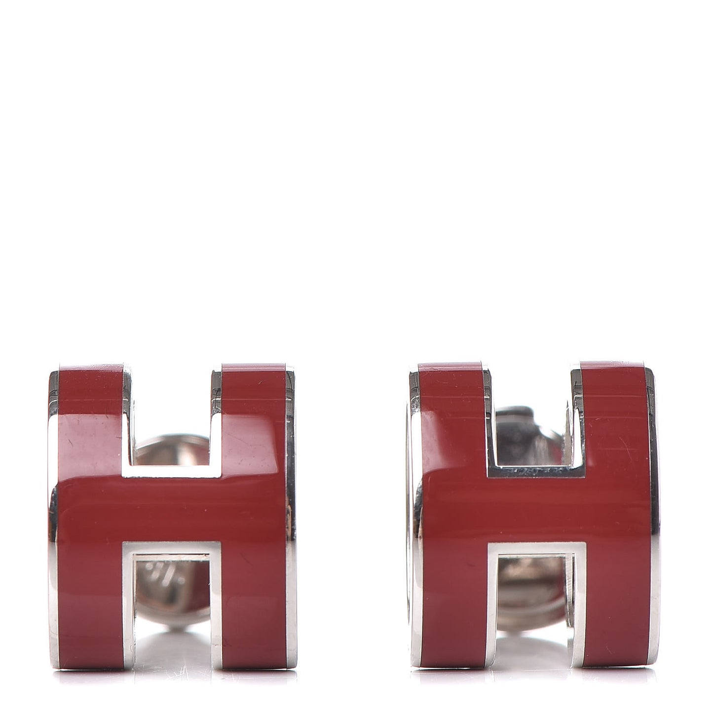 Palladium Lacquered Pop H Earrings Rouge H