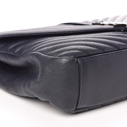 Saint Laurent Sheepskin Matelasse Chevron Monogram Large College Satchel Navy Blue 8 of 19