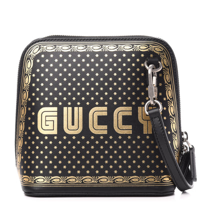 Gucci X SEGA Calfskin GUCCY Stars Mini Dome Shoulder Bag Black Gold 1 of 11