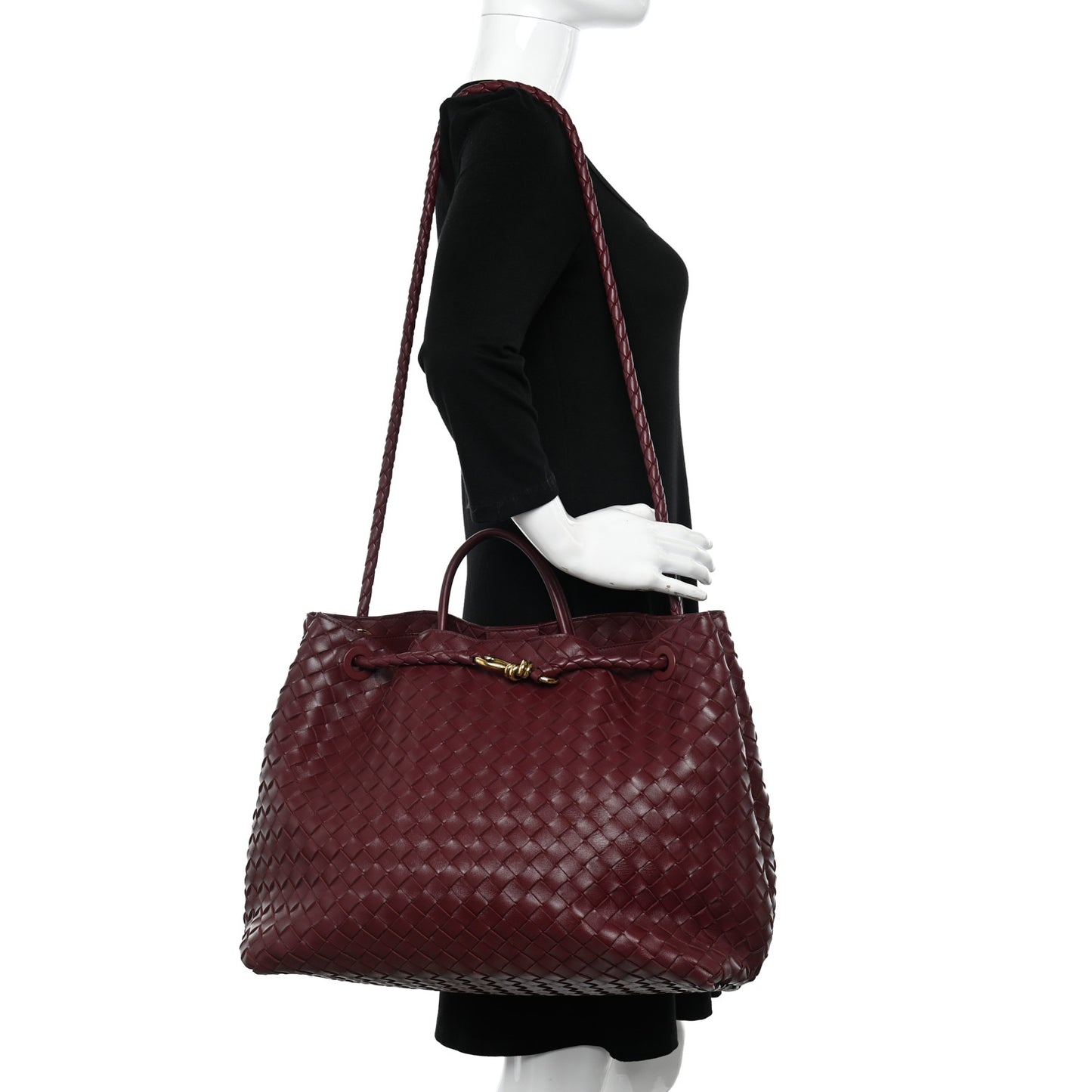Nappa Intrecciato Large Andiamo Shoulder Bag Barolo