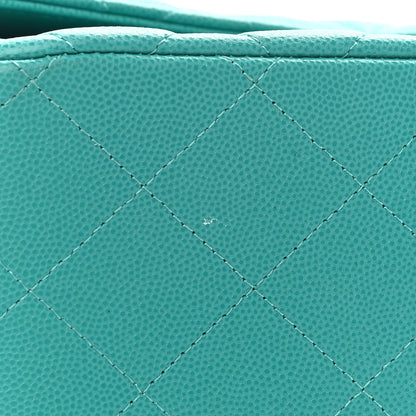 Chanel Caviar Quilted Jumbo Double Flap Turquoise 10 of 11