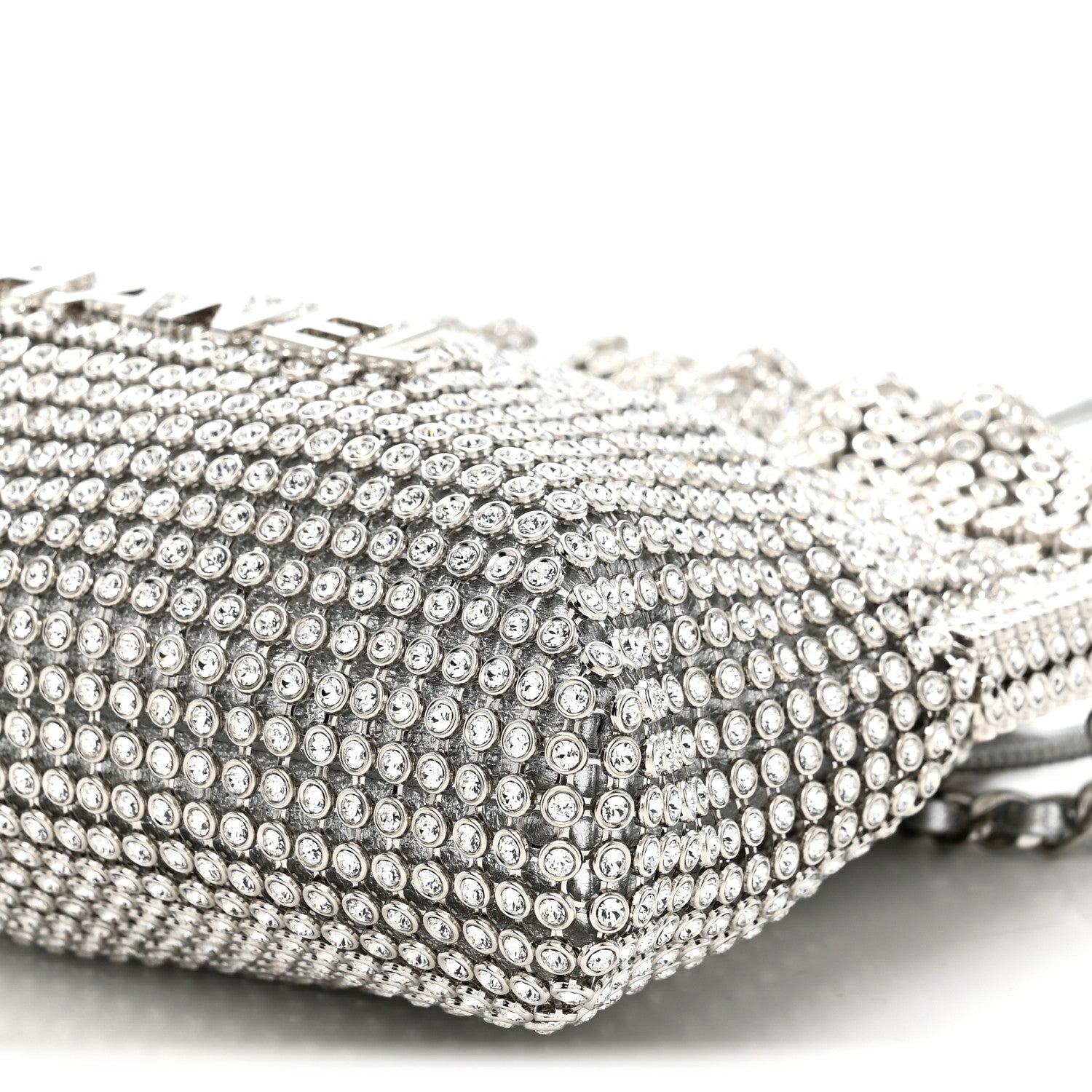 Chanel Crystal Embellished Metallic Lambskin Mini Chanel 22 Silver 10 of 11