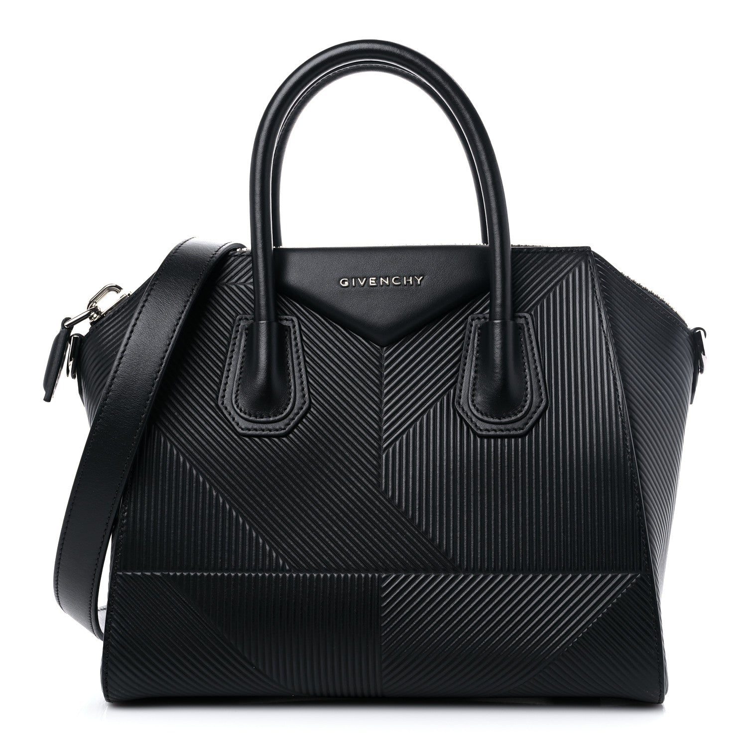 Givenchy Calfskin Geometric Embossed Small Antigona Black 1 of 9