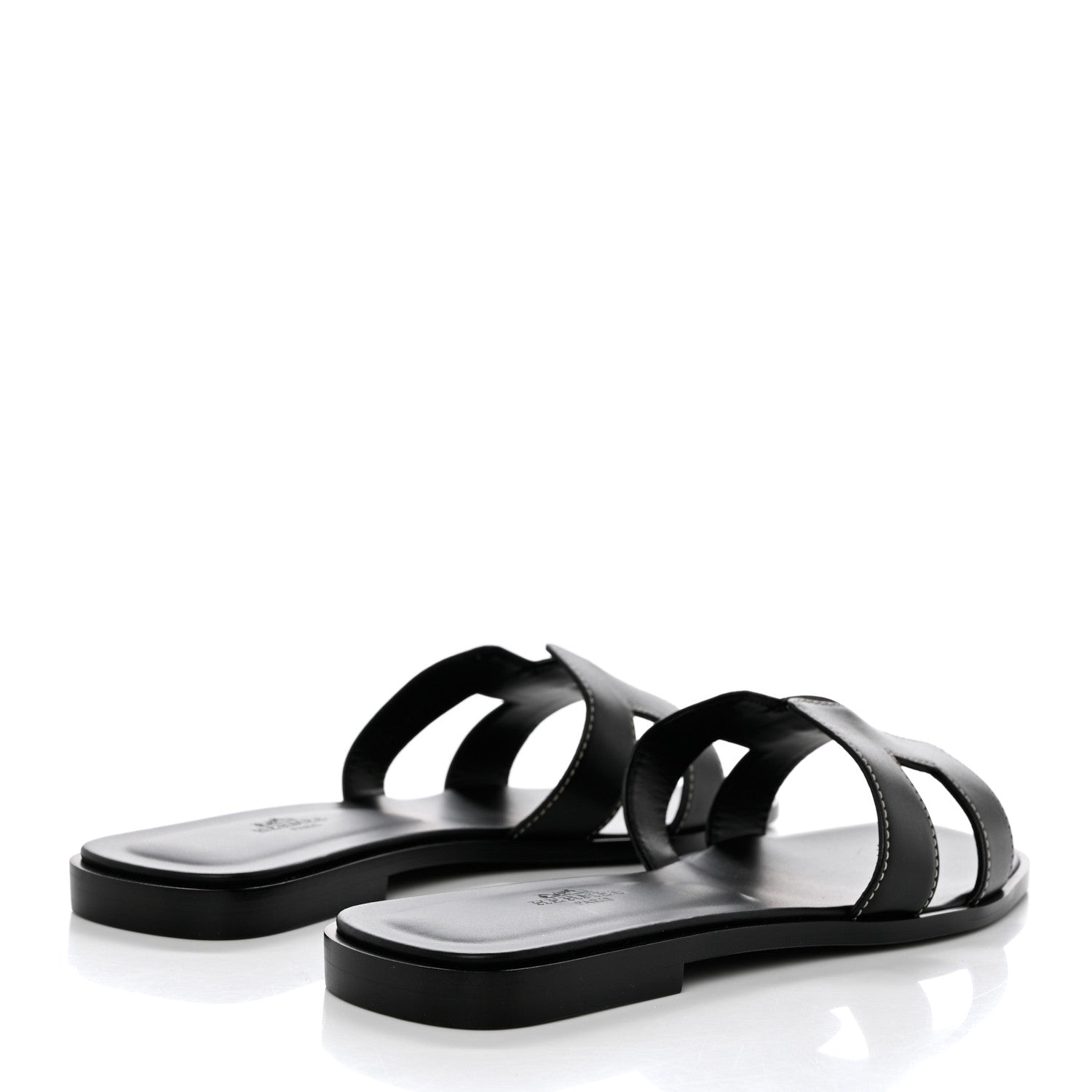 Hermes Box Calfskin Oran Sandals 38.5 Black 5 of 8