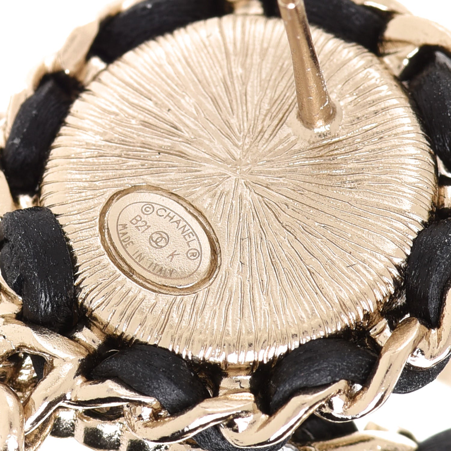 Chanel Pearl Lambskin Crystal Chain CC Drop Earrings Black Gold 4 of 5