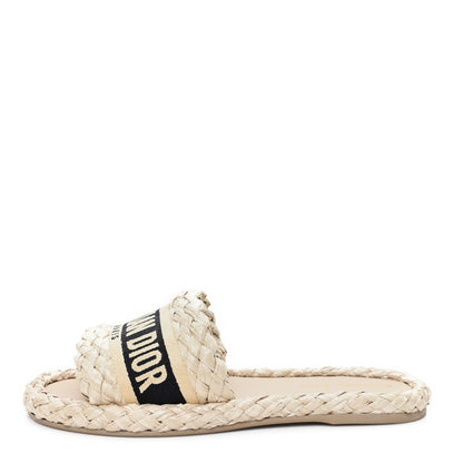 Christian Dior Raffia Embroidered Dway Mules Slide Sandals 38 Jute 2 of 9